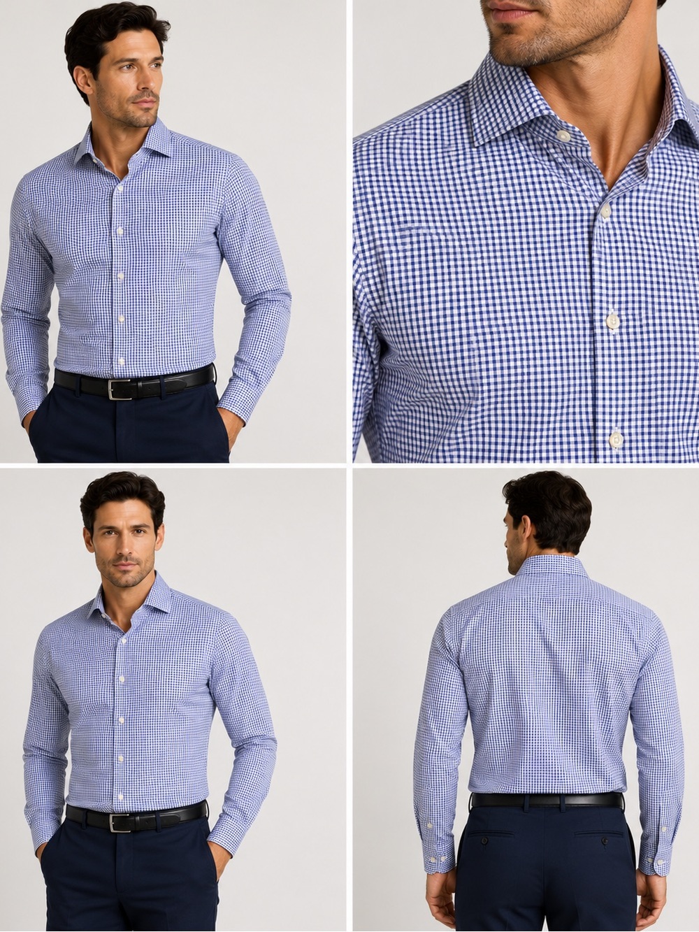 Charles Tyrwhitt Non Iron Slim Fit Blue and White Check Dress Shirt